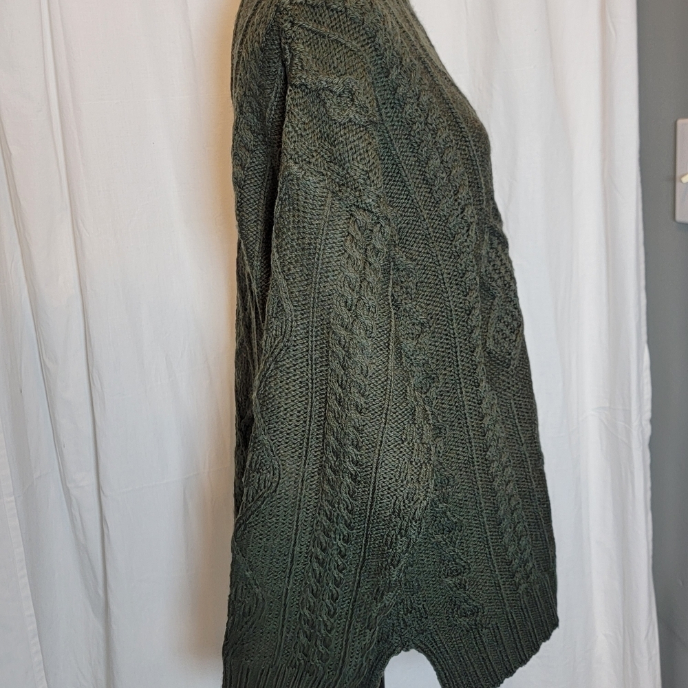 Aran Crafts Women's Green Cable Knit Rolled Neck Sweater - Picture 2 of 6